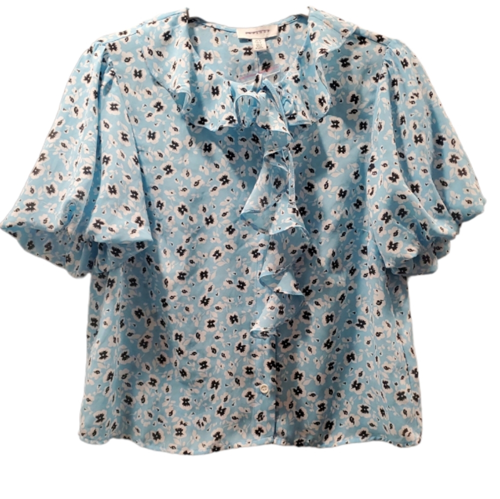 🆕️TopShop Floral Ruffle Tea Top